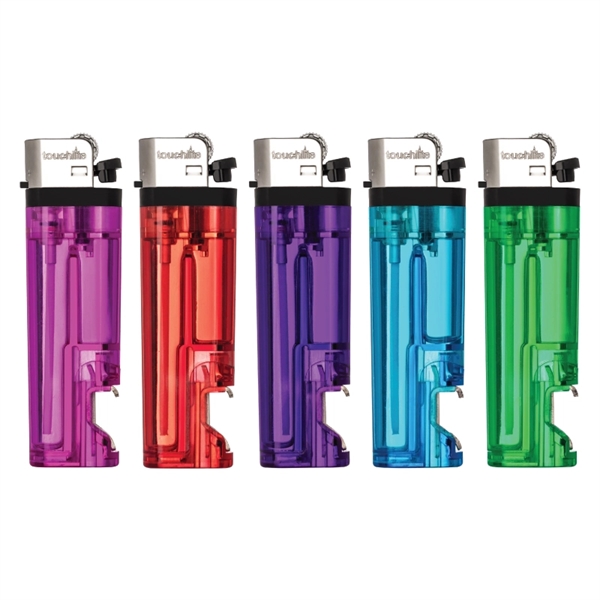 Assorted Transparent Colors color option for Standard Lighter W/Bottle Opener