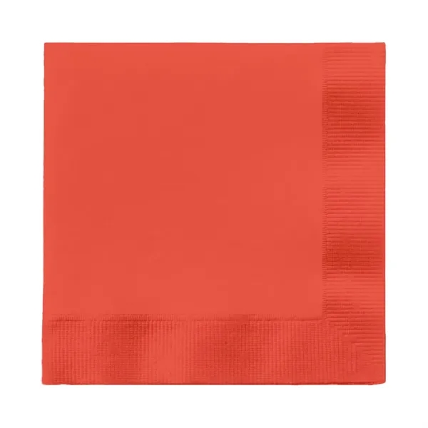 Coral Orange color option for Colored Dinner Napkins, 1/4 Fold