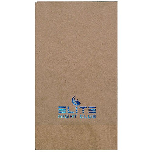 Photo of Foil Stamped 1 Ply Kraft Dinner Napkin 1/8 Fold
