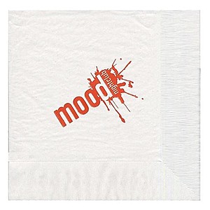 Photo of Foil Stamped 1/4 Fold White Dinner Napkin