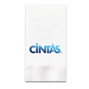Photo of Foil Stamped 1/8 Fold White Dinner Napkins