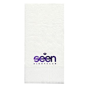 Photo of Foil Stamped 1/8 Fold White Dinner Napkins