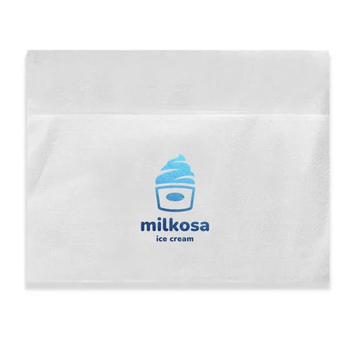 Main photo of Foil Stamped Bleached Napkin Single Ply, 3/4 Fold