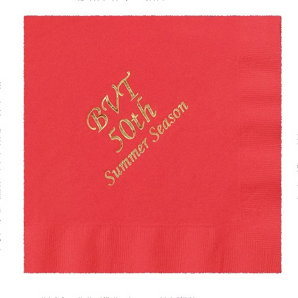 Red color option for Foil Stamped Colored Dinner Napkins, 1/4 Fold