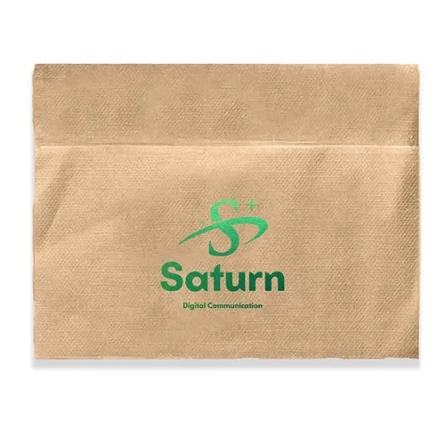 Main photo of Foil Stamped Unbleached Single Ply, 3/4 Fold Napkin