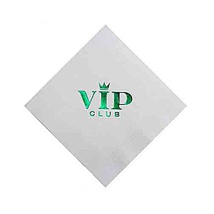 Photo of Foil Stamped White Beverage Napkin