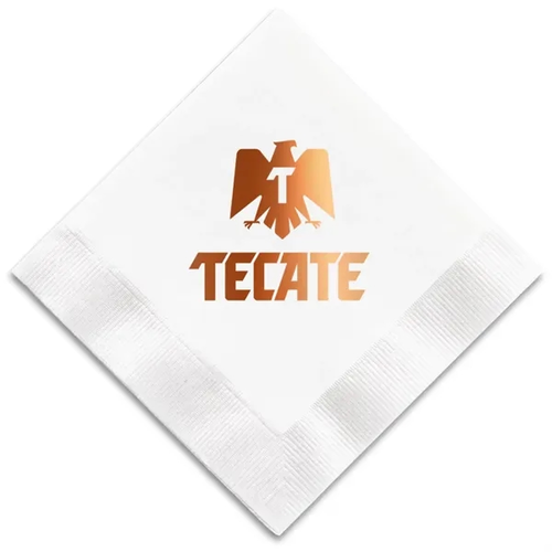 Photo of Foil Stamped White Beverage Napkin