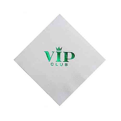 Photo of Foil Stamped White Beverage Napkin