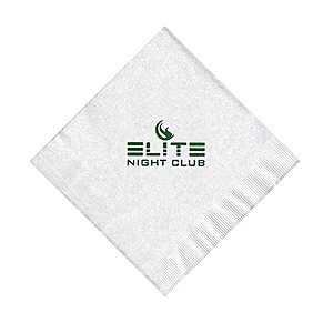 Photo of Foil Stamped White Beverage Napkin, Coin Edge Embossing