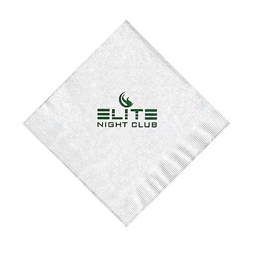 Main photo of Foil Stamped White Beverage Napkin, Coin Edge Embossing