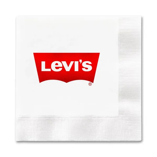 Main photo of Foil Stamped White Beverage Napkin, Coin Edge Embossing