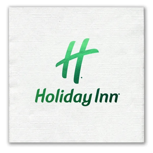 Main photo of Foil Stamped White Beverage Napkin, Linen Embossing