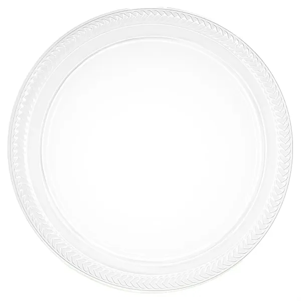 WHITE color option for Plastic Plates, 7" Round