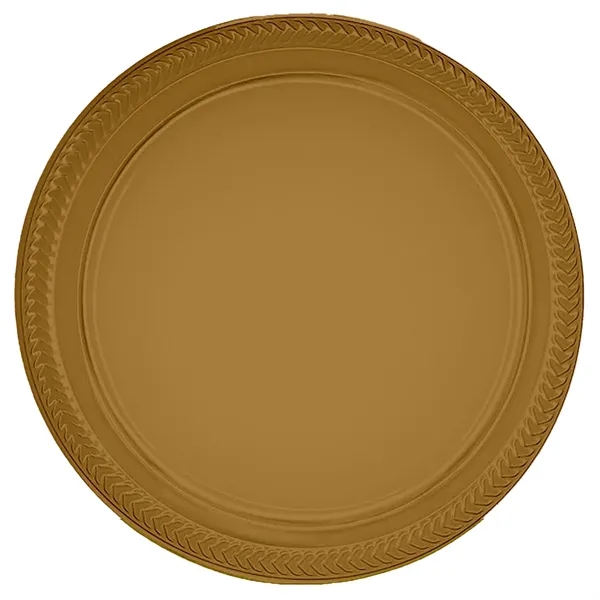 Old Gold color option for Plastic Plates, 9" Round