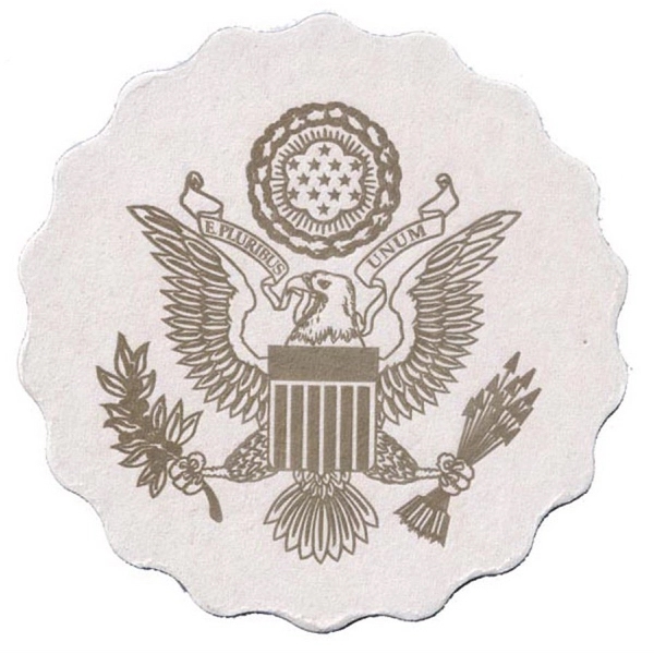 White color option for 40 Pt. 3.625" Round Scalloped Coaster White High Density Coasters