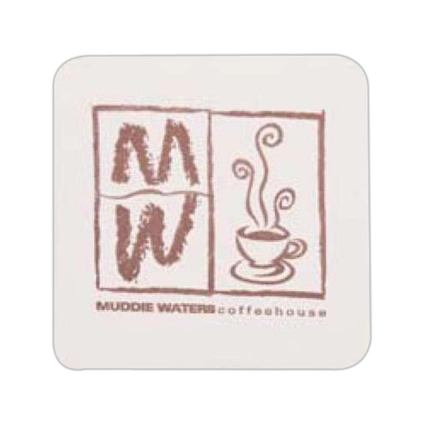 White color option for 80 Pt. 3.5" Square   White Pulpboard Coasters