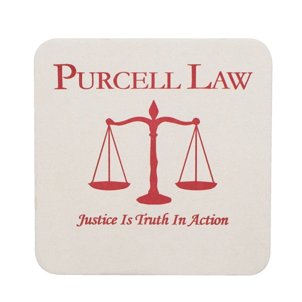 White color option for 110 Pt. Natural 4" Square   Pulpboard Coasters