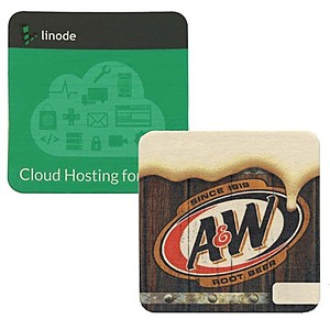 Photo of Full Color 110 Pt. 4" Square Pulpboard Coasters