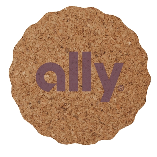 Cork Brown color option for 3.625" Scalloped Cork Coaster