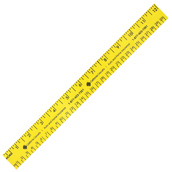 Neon Yellow color option for 12" Fluorescent Wood Ruler   English & Metric Scale