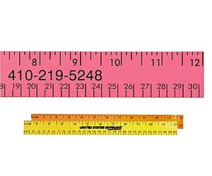 Photo of 12" Fluorescent Wood Ruler   English & Metric Scale