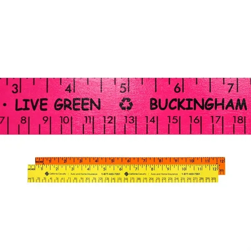 Main photo of 12" Fluorescent Wood Ruler   English & Metric Scale