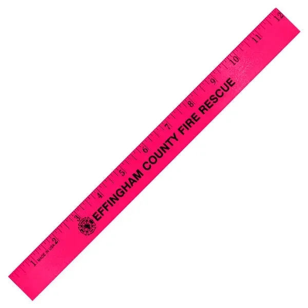 Neon Pink color option for 12" Fluorescent Wood Ruler   English Scale