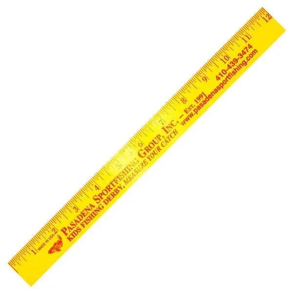 Neon Yellow color option for 12" Fluorescent Wood Ruler   English Scale