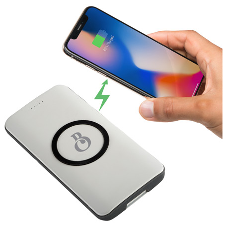 White color option for Swift 6000 M Ah Wireless Power Bank W/2 In 1 Cable