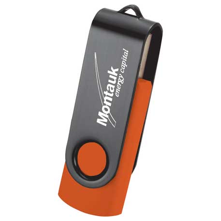 Tangerine color option for Rotate Black Clip Flash Drive 8 Gb