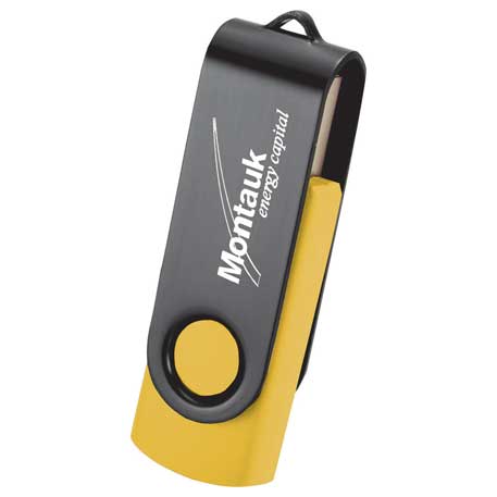 Yellow color option for Rotate Black Clip Flash Drive 8 Gb