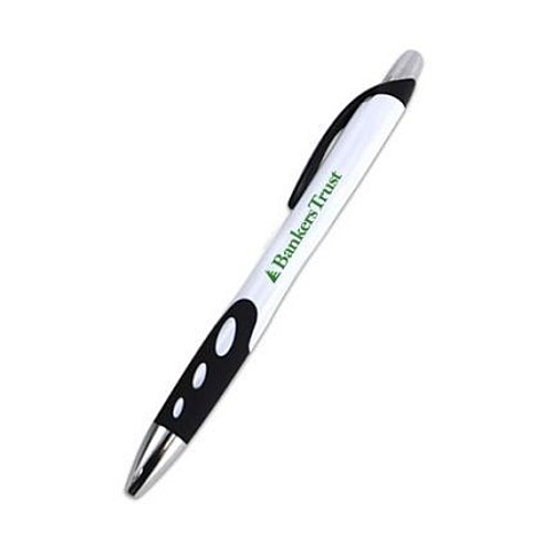 Photo of White Barrel Click Pen With Rubber Grip