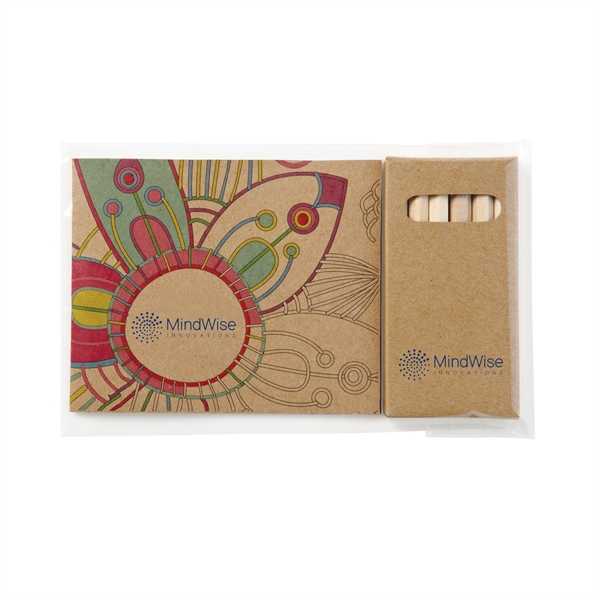 Natural color option for Adult Coloring Book & 6 Color Pencil Set To Go