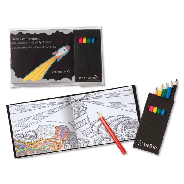Black color option for Black Custom Cover Adult Coloring Book & 6 Color Pencil Set To Go