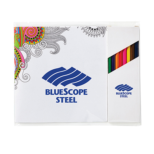 Photo of Deluxe 7"X7" Adult Coloring Book & 8 Color Pencil Set