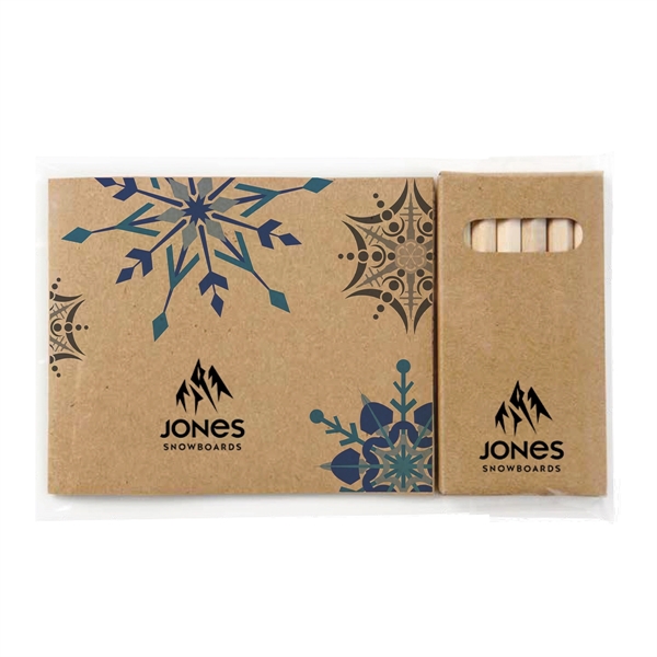 Natural color option for Holiday Theme Adult Coloring Book & 6 Color Pencil Set To Go