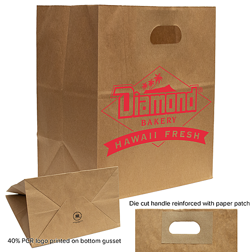 Photo of Kraft Die Cut Handle Bags 10.25 X 6.7 X 11.8