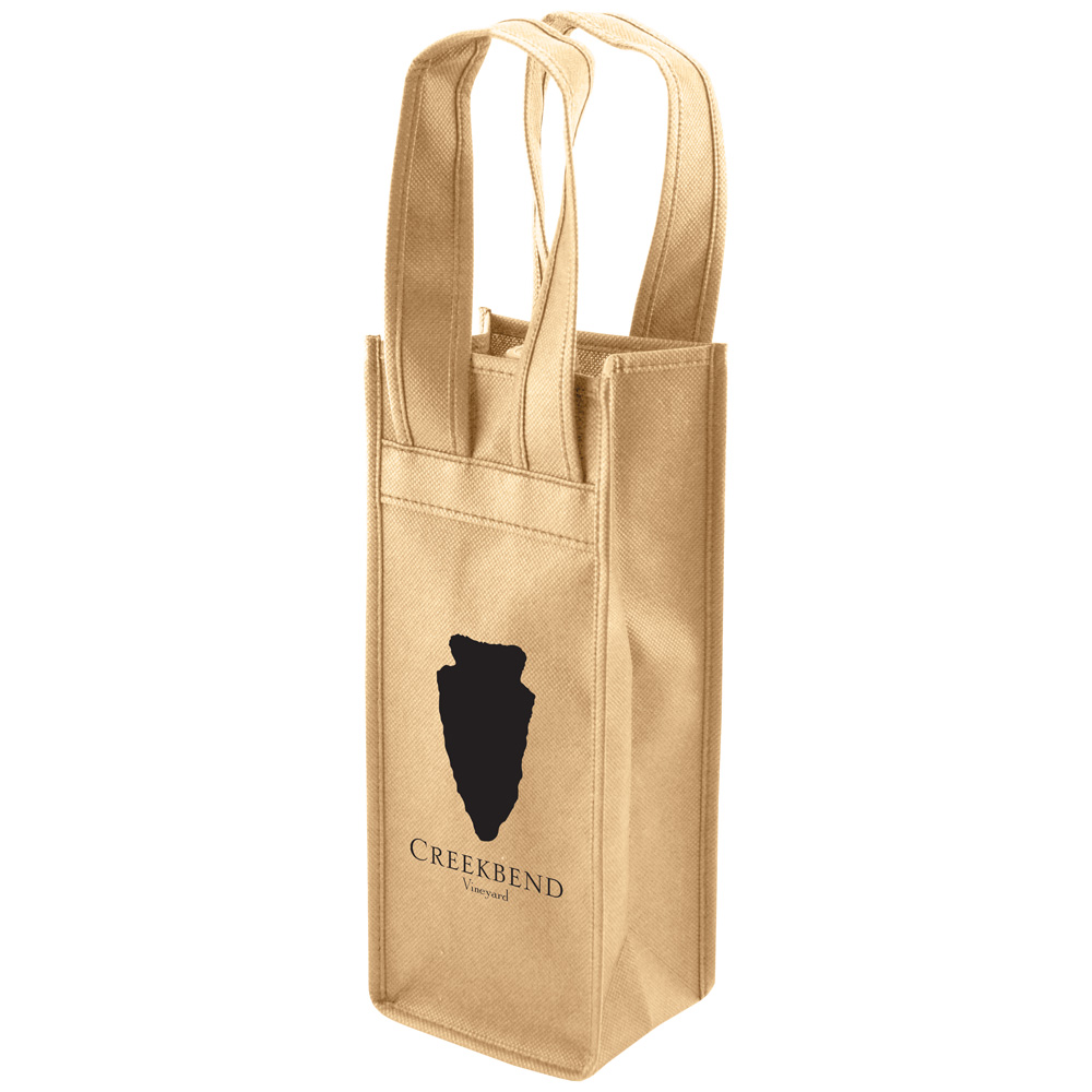 Natural color option for 1 Bottle Wine Tote 4.5 X 3.5 X 11