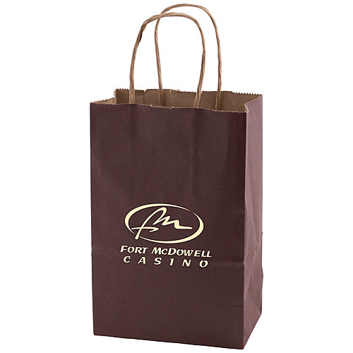 Photo of Solid Tinted Kraft Shopping Bags 5.5 X 3.25 X 8.375