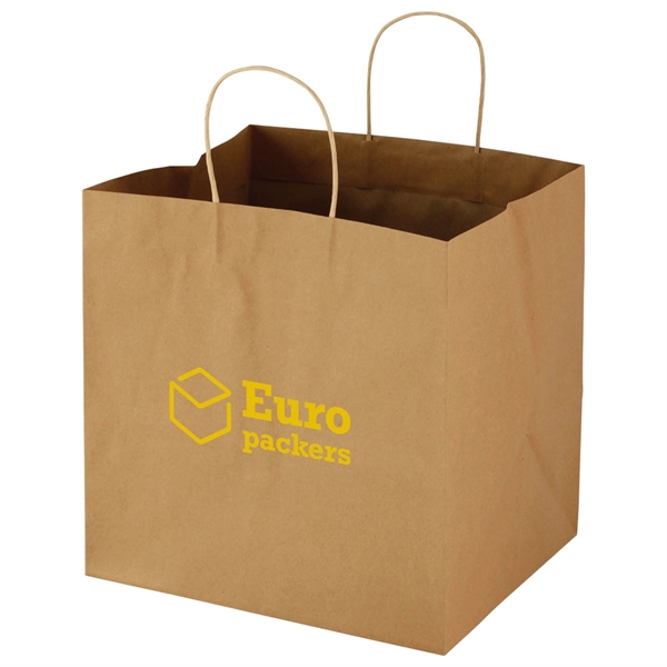 Natural color option for Wide Gusset Takeout Bag 12" W X 10" D X 12" H