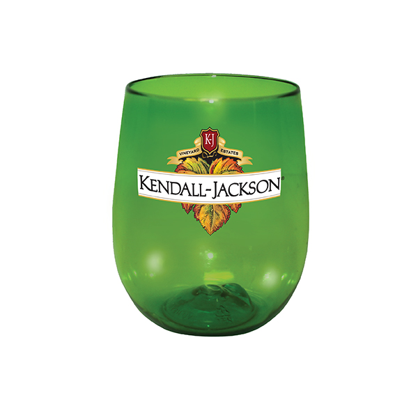 Green color option for 12 Oz. Plastic Stemless Wine Glass, Full Color Digital