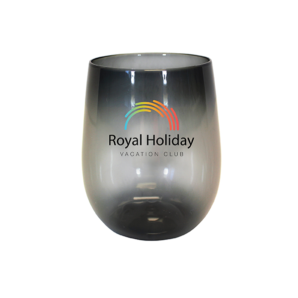 Smoke color option for 12 Oz. Plastic Stemless Wine Glass, Full Color Digital