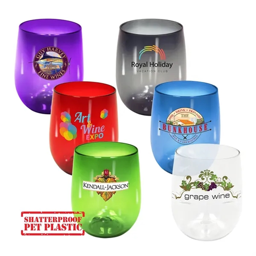 Main photo of 12 Oz. Plastic Stemless Wine Glass, Full Color Digital