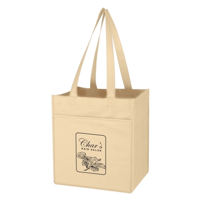 Khaki color option for Non Woven 6 Bottle Wine Tote Bag