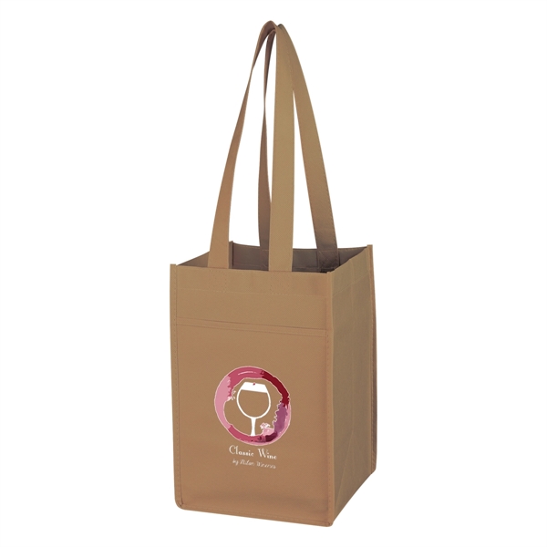 Khaki color option for Non Woven 4 Bottle Wine Tote Bag
