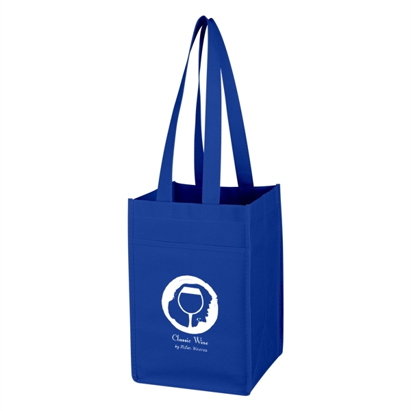 Royal Blue color option for Non Woven 4 Bottle Wine Tote Bag