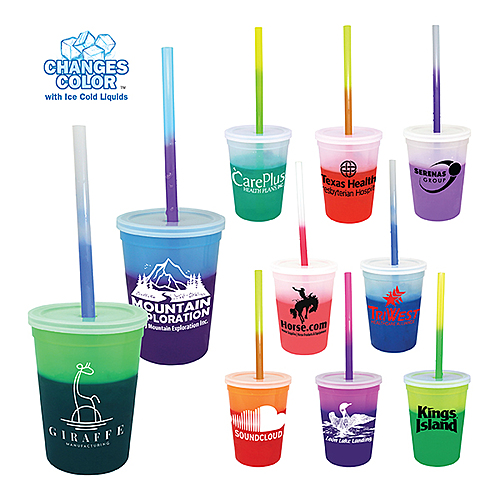 Photo of 12 Oz. Mood Stadium Cup/Straw/Lid Set