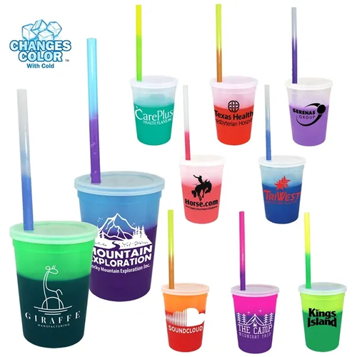 Photo of 12 Oz. Mood Stadium Cup/Straw/Lid Set