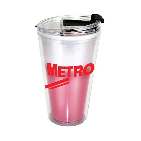Frosted To Red color option for 16 Oz. Mood Victory Acrylic Tumbler With Flip Top Lid