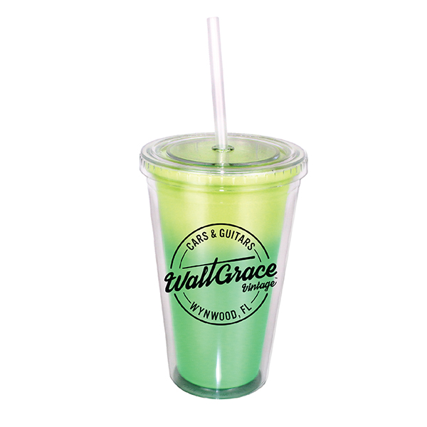 Yellow To Green color option for 16 Oz. Mood Victory Acrylic Tumbler With Straw Lid